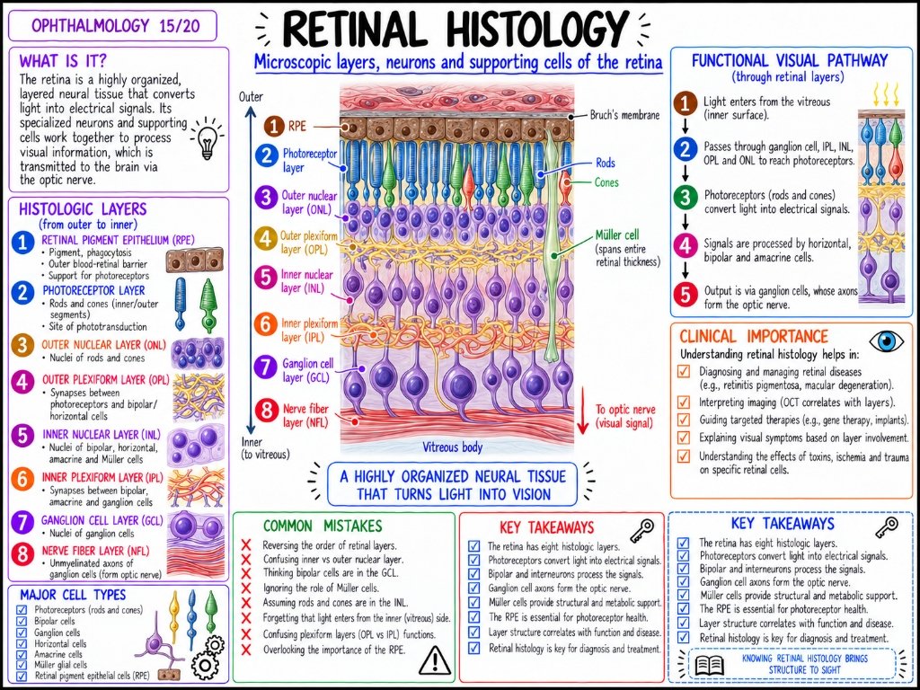 Retinal Histology โ Microscopic layers, neurons and supporting cells (15/20)