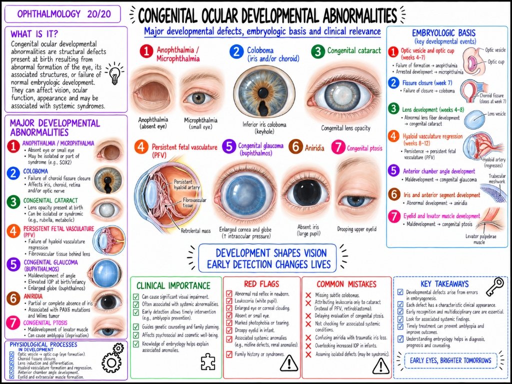 Congenital Ocular Developmental Abnormalities โ Major developmental defects and embryology (20/20)