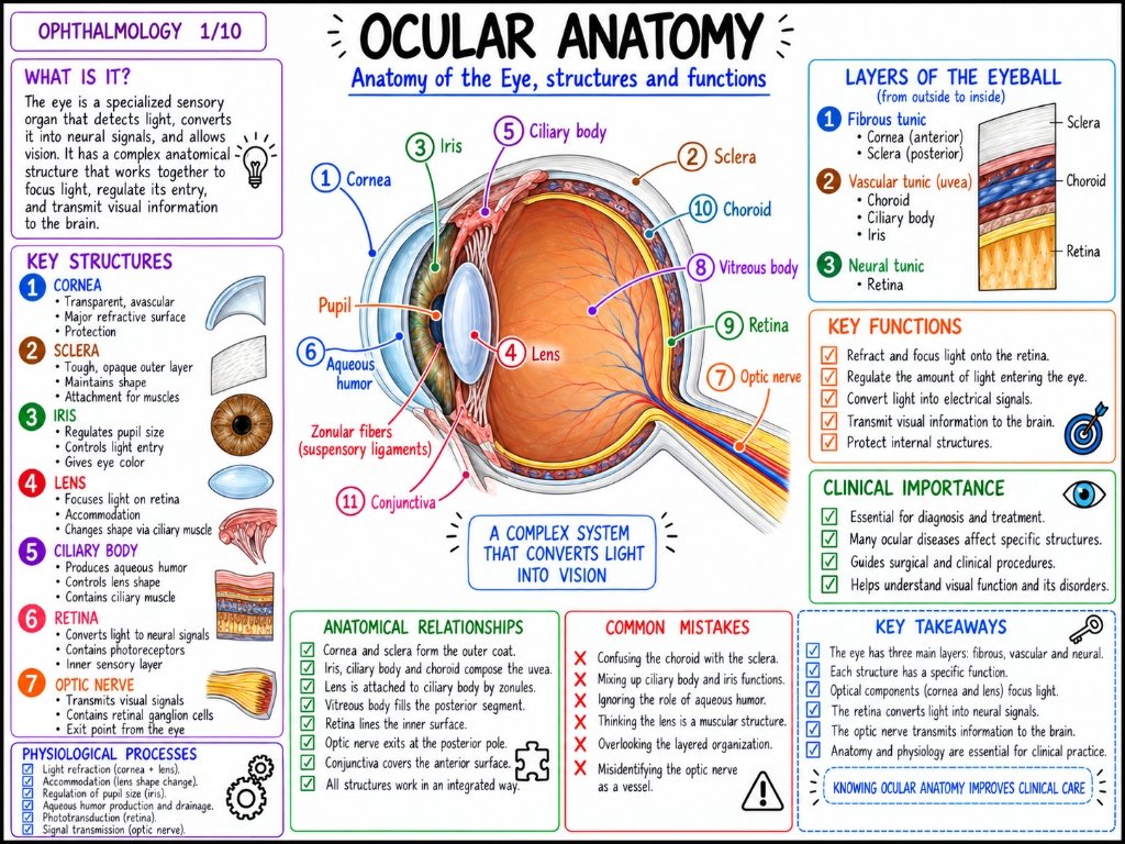Ocular Anatomy โ Anatomy of the Eye, structures and functions (1/10)