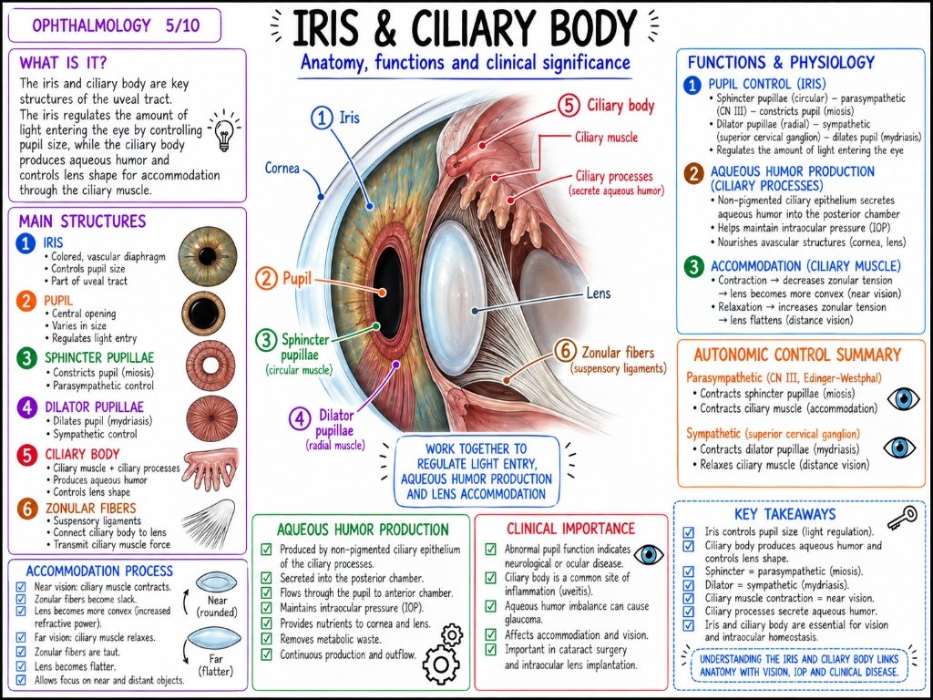 Iris & Ciliary Body โ Anatomy, functions and clinical significance (5/10)