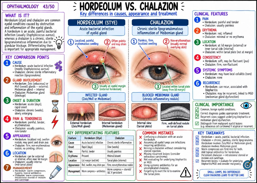 Hordeolum vs. Chalazion โ Key differences in causes, appearance and treatment (43/50)